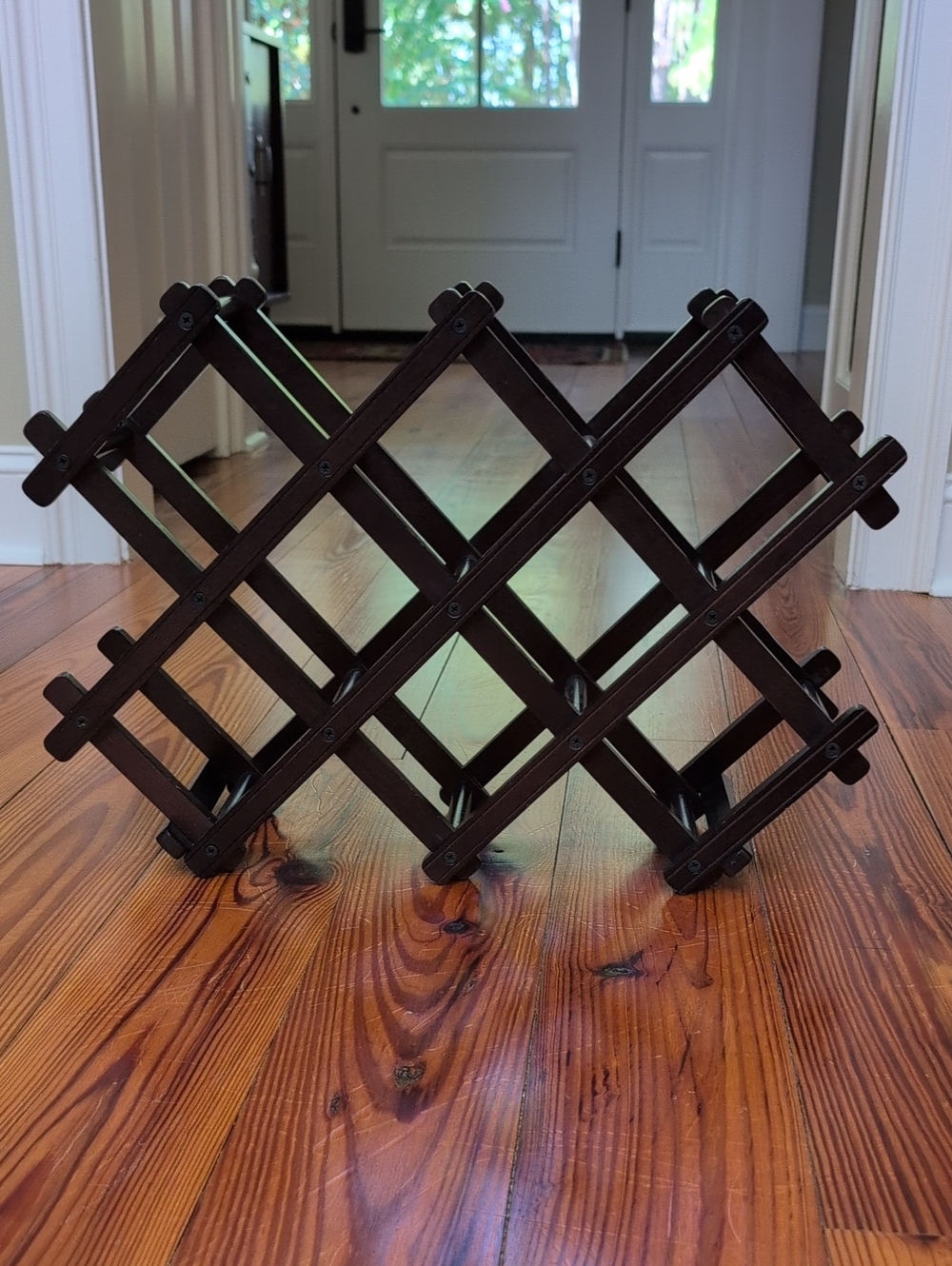 Vintage Expandable Wooden Wine Rack - Dark Brown